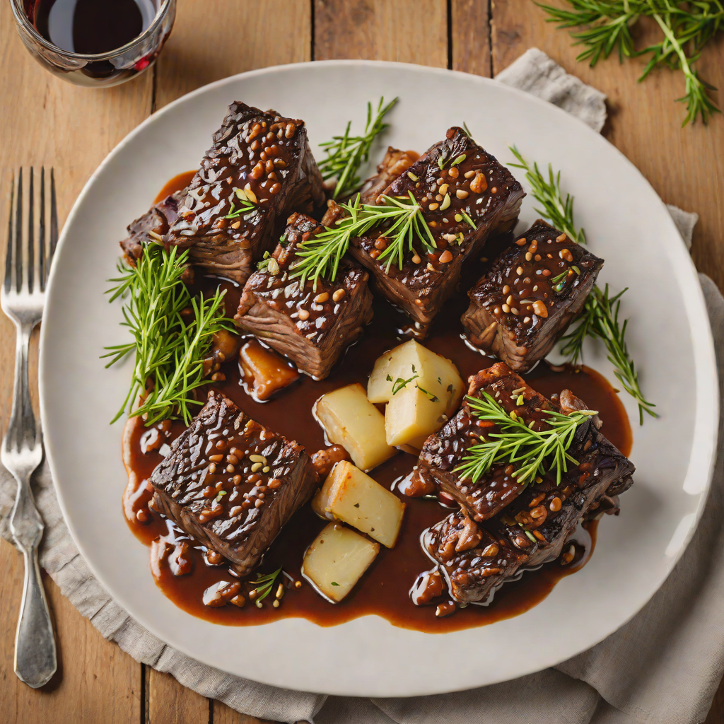 Red Wine-Braised Beef Short Ribs with Garlic and Rosemary