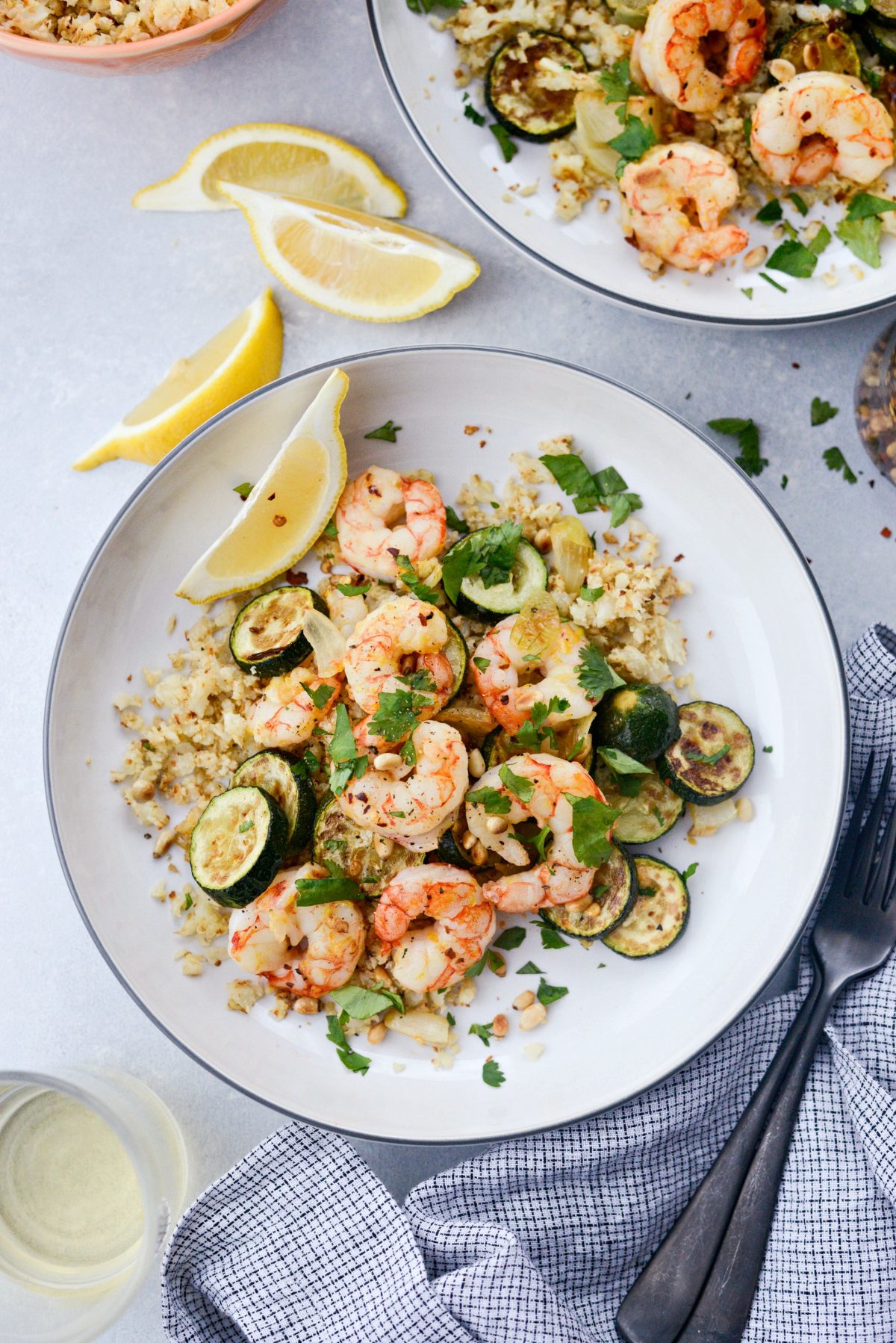 Pan-Seared Lemon Garlic Shrimp with Summer Zucchini Ribbons
