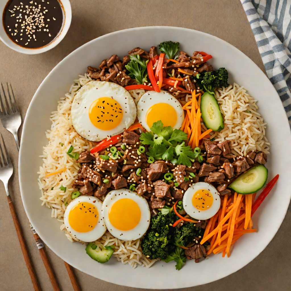 One-Pot Korean Beef Bibimbap with Sesame-Garlic Rice