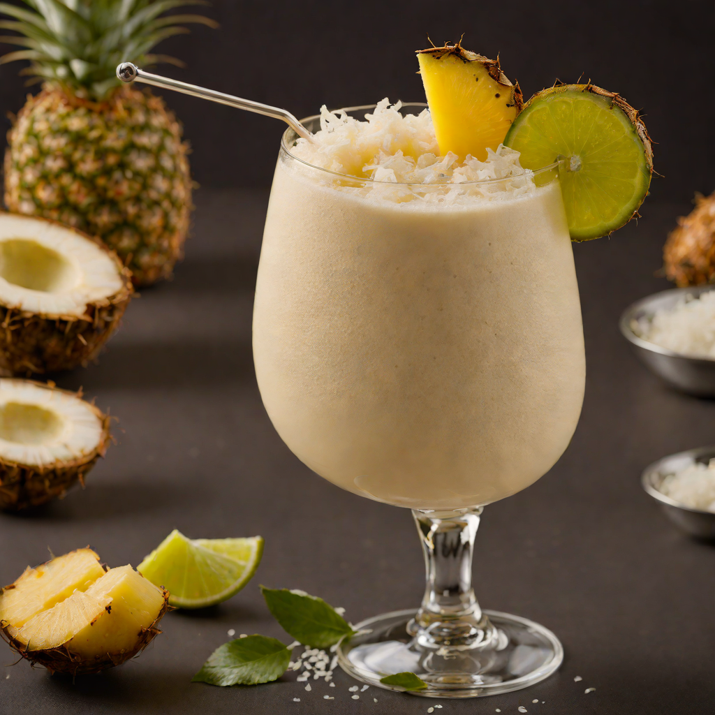 Blended Frozen Coconut Rum Colada with Pineapple and Lime