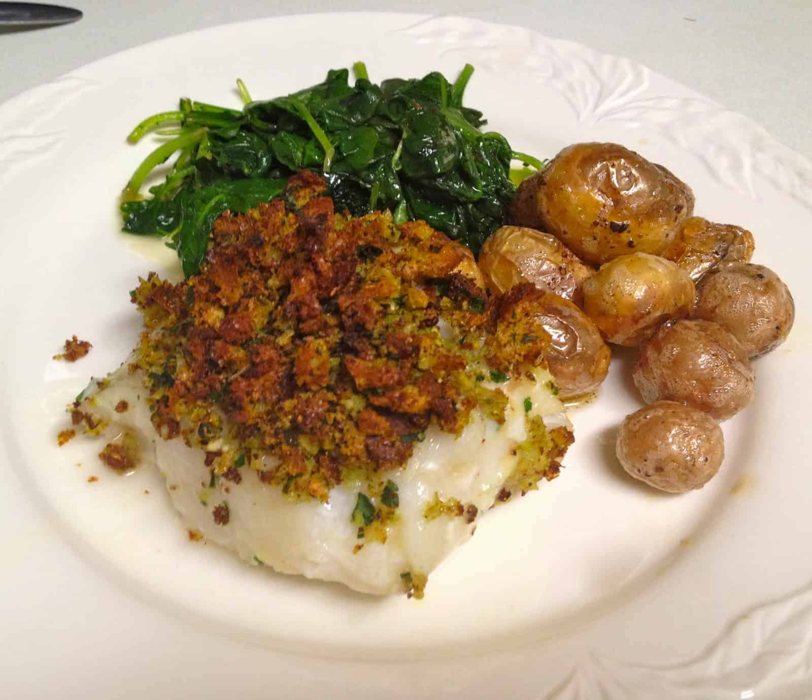 Herb-Crusted Fresh Cod with Lemon-Dill Sauce