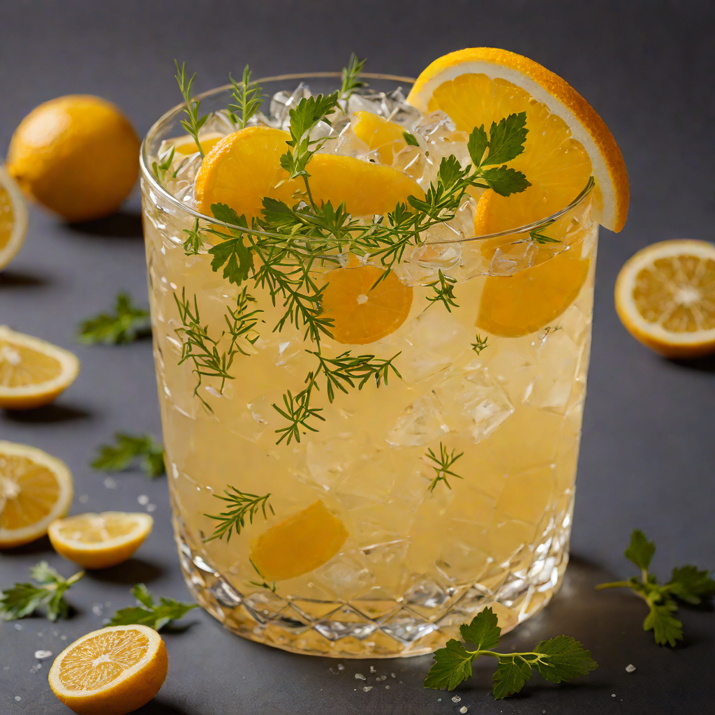 Citrus-Honey Cocktail with Gin and Fresh Herbs