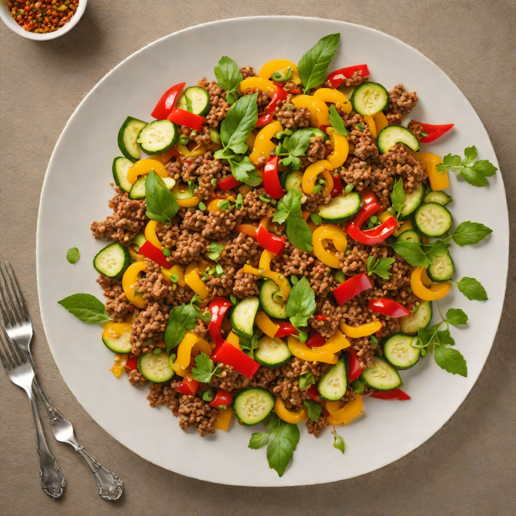 Sautéed Ground Beef with Zucchini and Bell Peppers