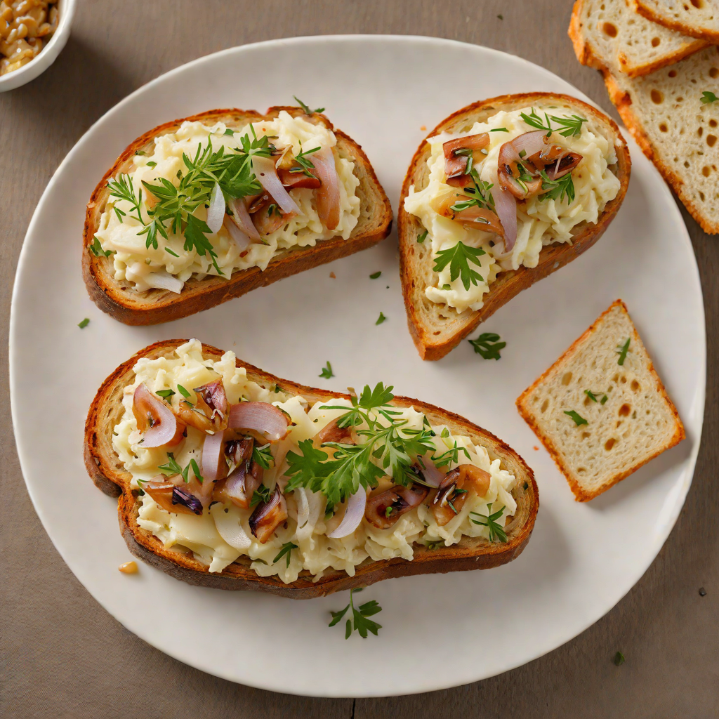 Garlic and Onion Confit Spread on Toasted Sourdough