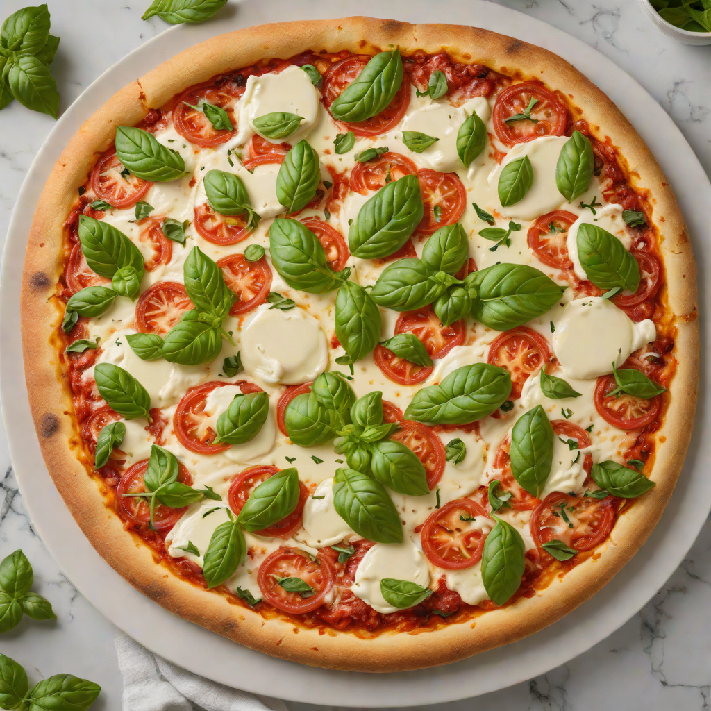Individual 10.5-Inch Margherita Pizza with Fresh Basil and Mozzarella