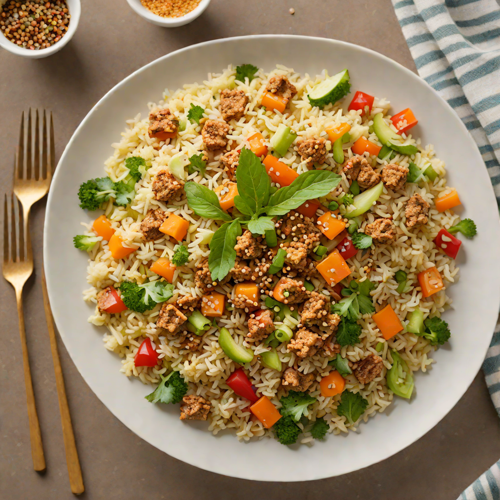 Cauliflower Rice Stir-Fry with Ginger and Ground Turkey