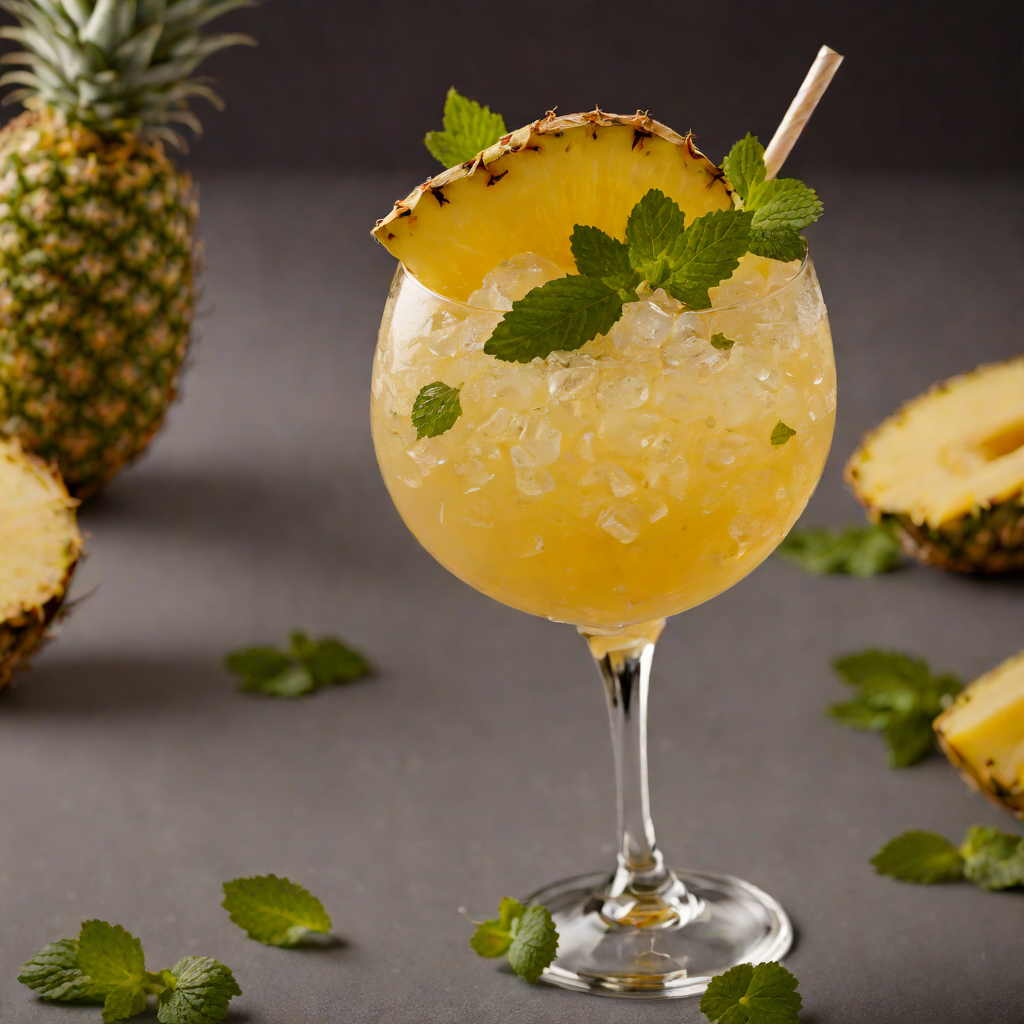 Frozen Tropical Rum Swizzle with Pineapple and Mint