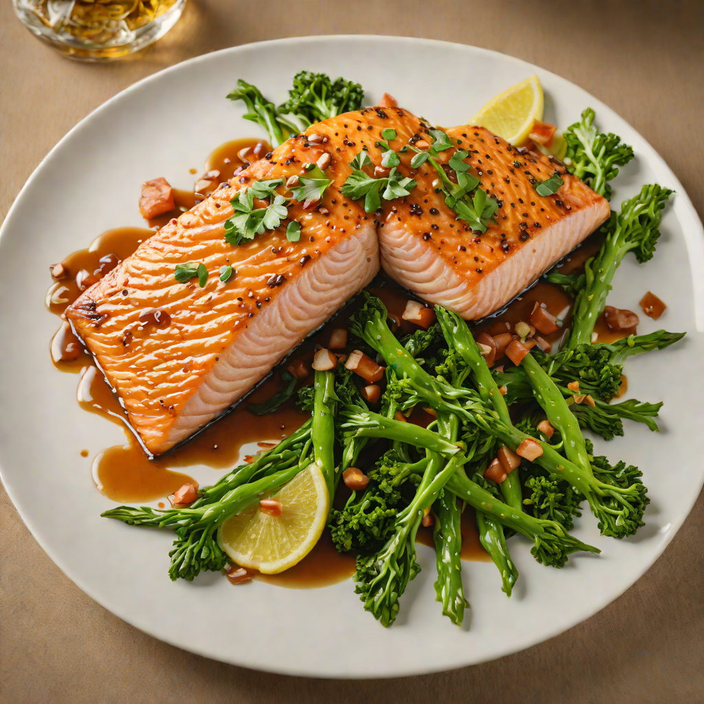 Pan-Seared Salmon with Maple Soy Glaze and Sautéed Greens