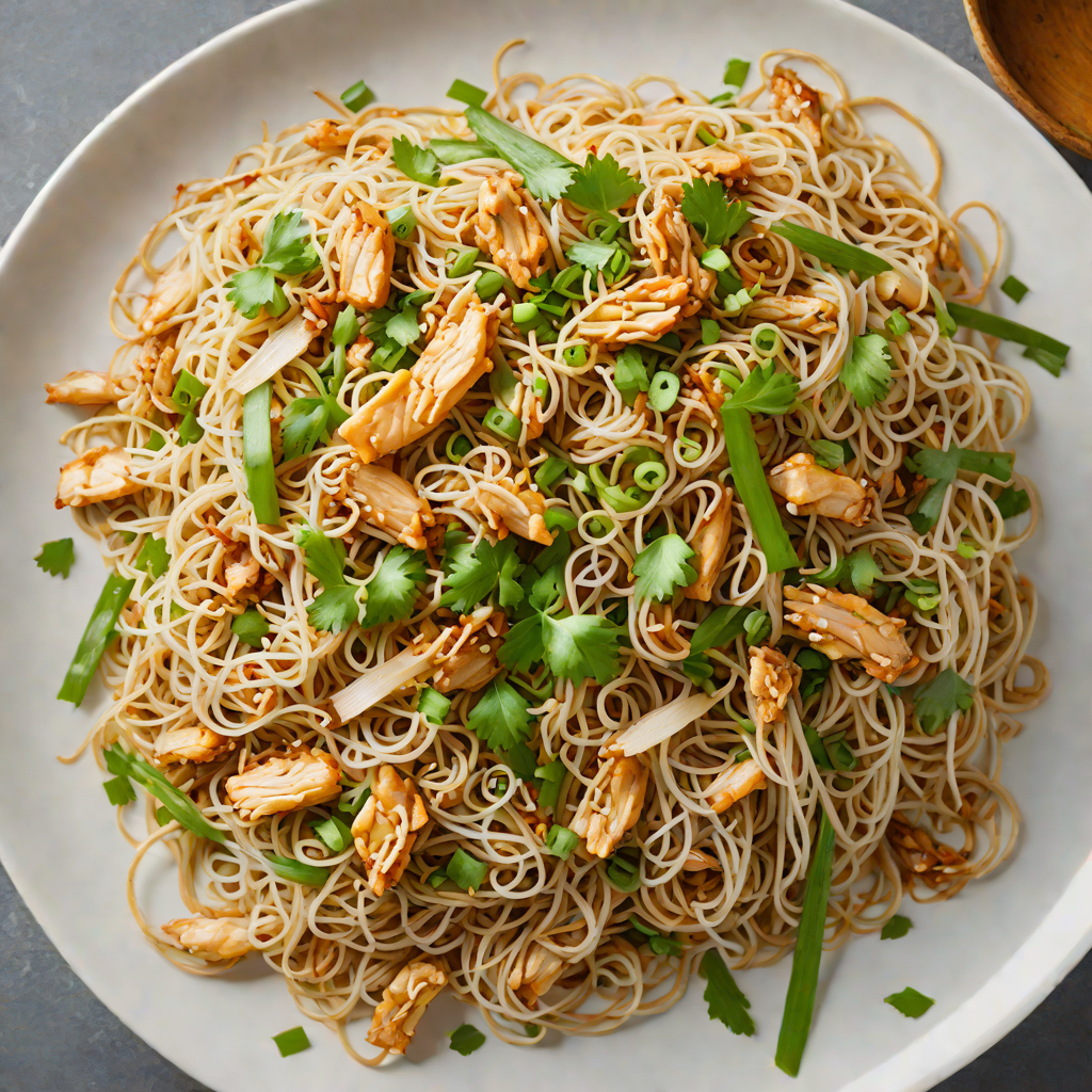 Stir-Fried Glass Noodles with Shredded Chicken and Scallions