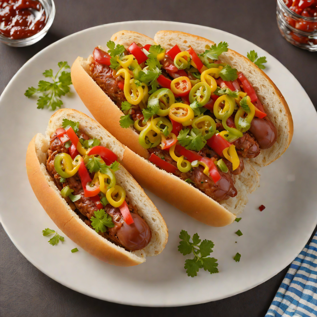 Grilled Chicago-Style Hot Dog with Pickled Relish and Sport Peppers