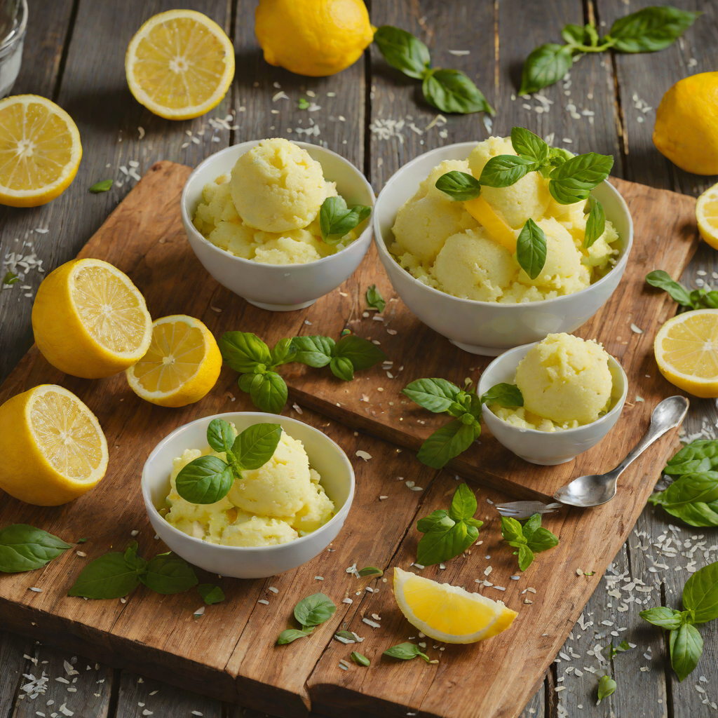 Lemon-Basil Sorbet with Fresh Lemon Zest