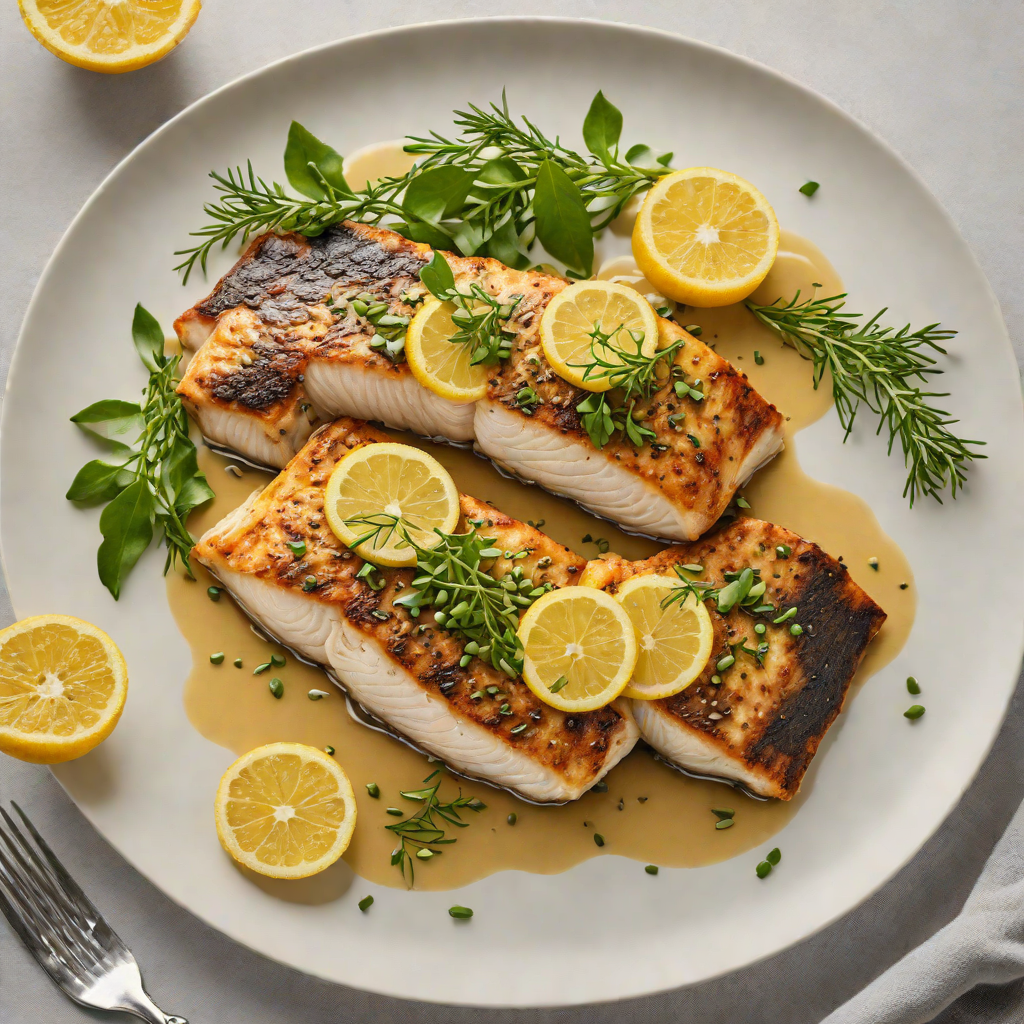 Barramundi Fillets Pan-Seared with Lemon and Wattleseed Butter