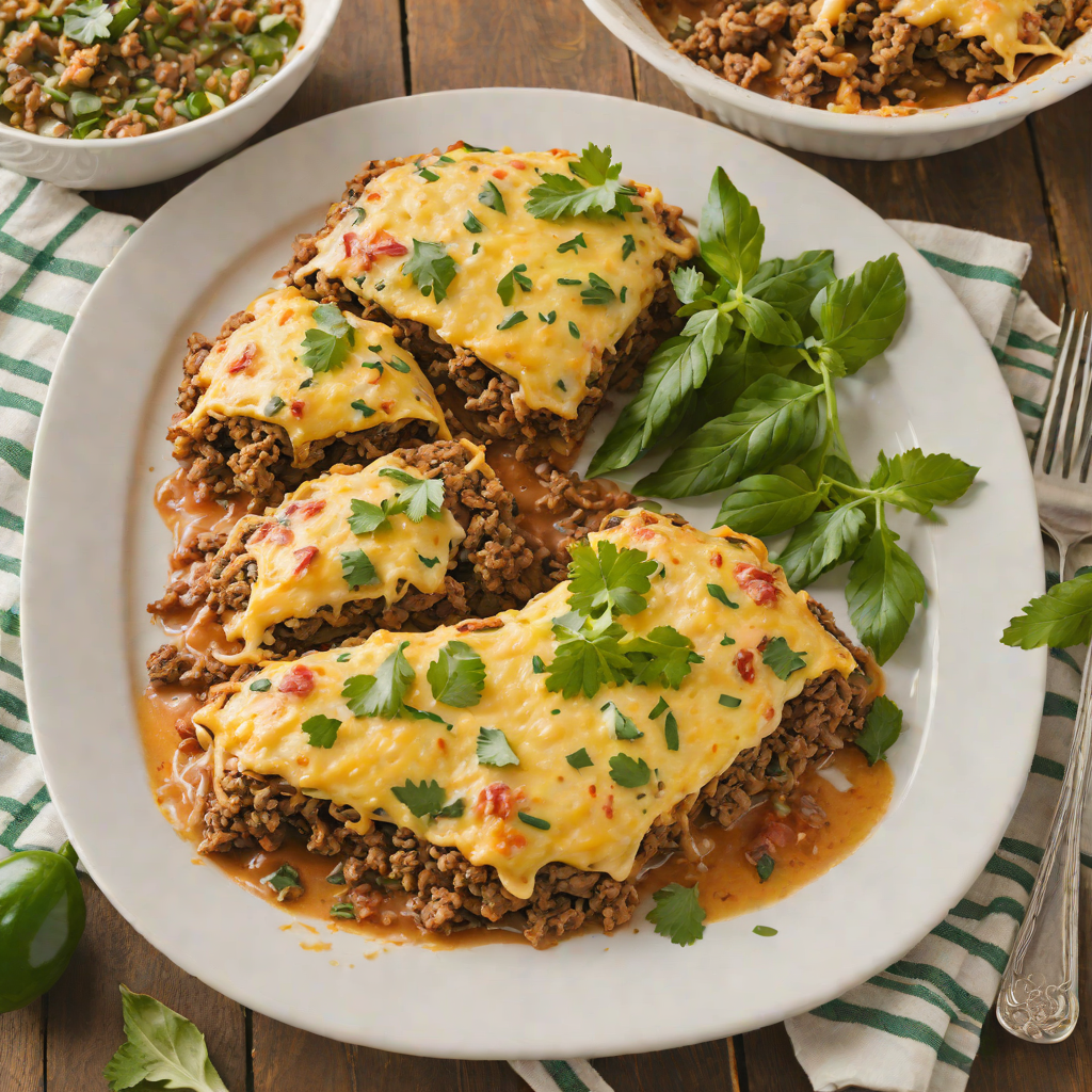 Ground Beef and Poblano Chile Relleno Casserole