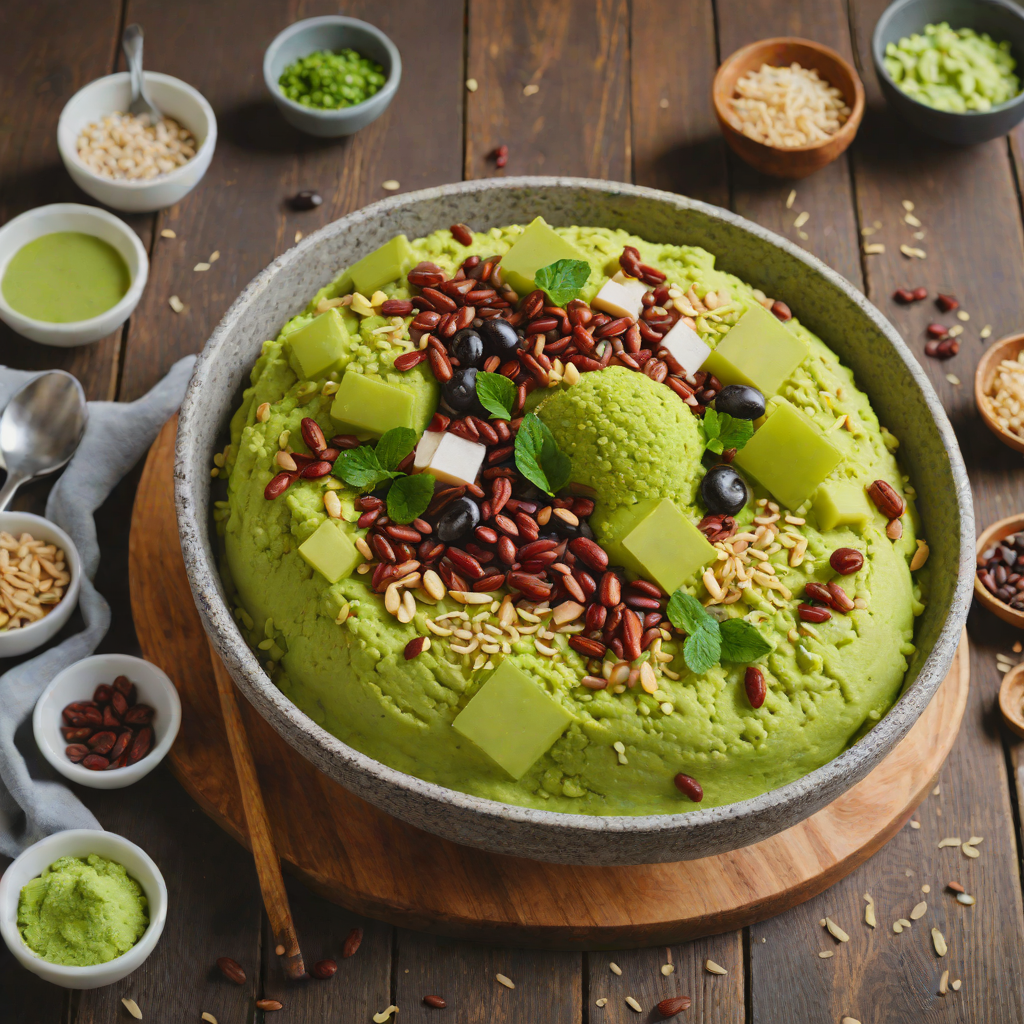No-Bake Matcha Bingsu with Sweet Red Bean and Mochi