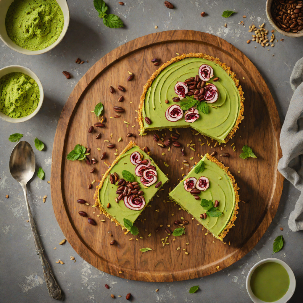 No-Bake Matcha Cheesecake with Red Bean Swirl