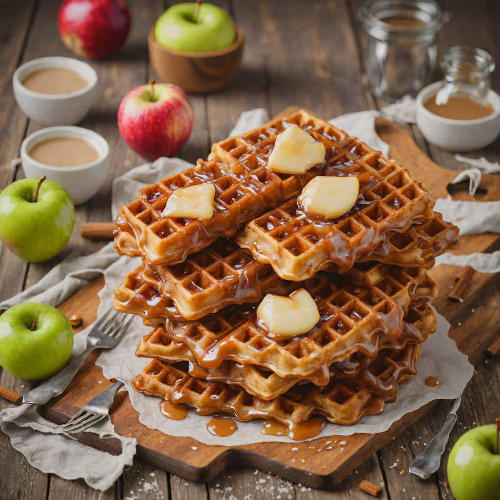 Rustic Apple Fritter Waffles with Cinnamon Sugar Glaze