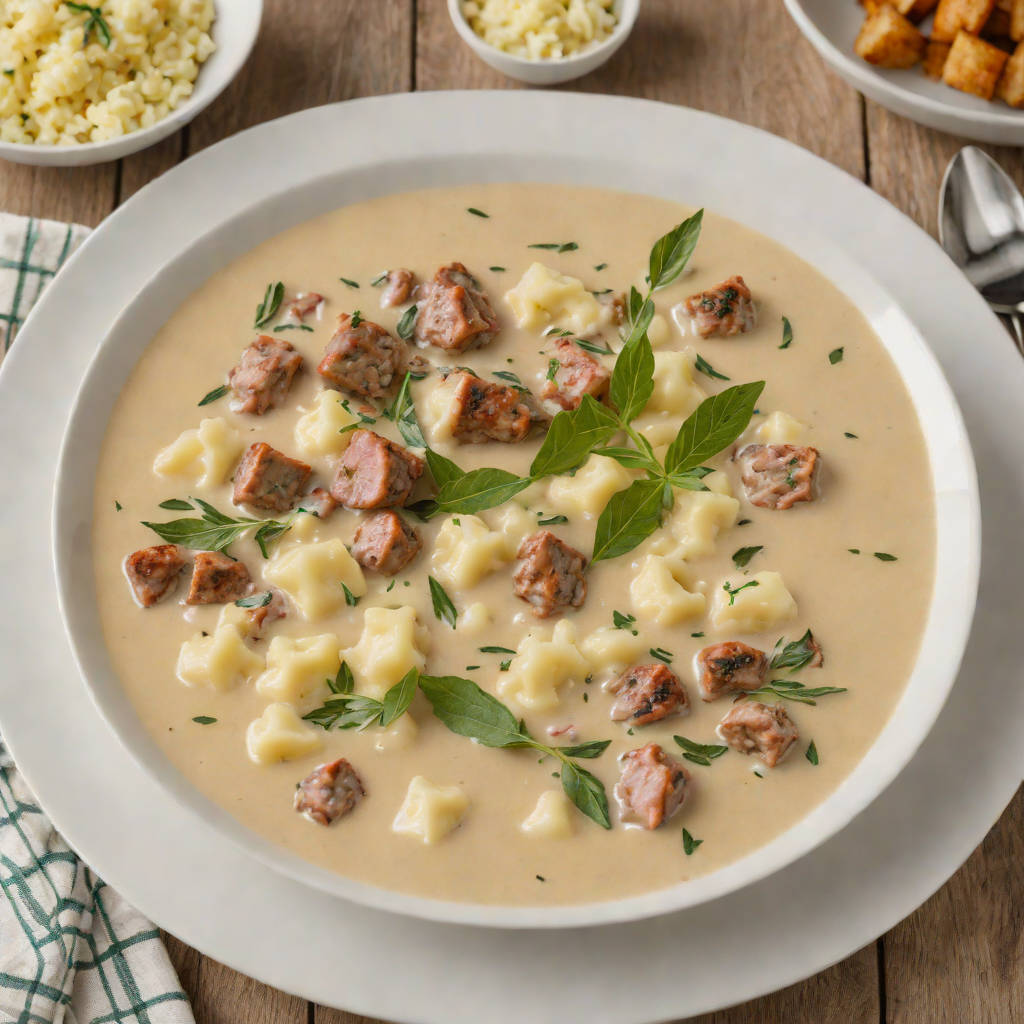Sausage Gravy Soup with Creamy Cauliflower and Sage
