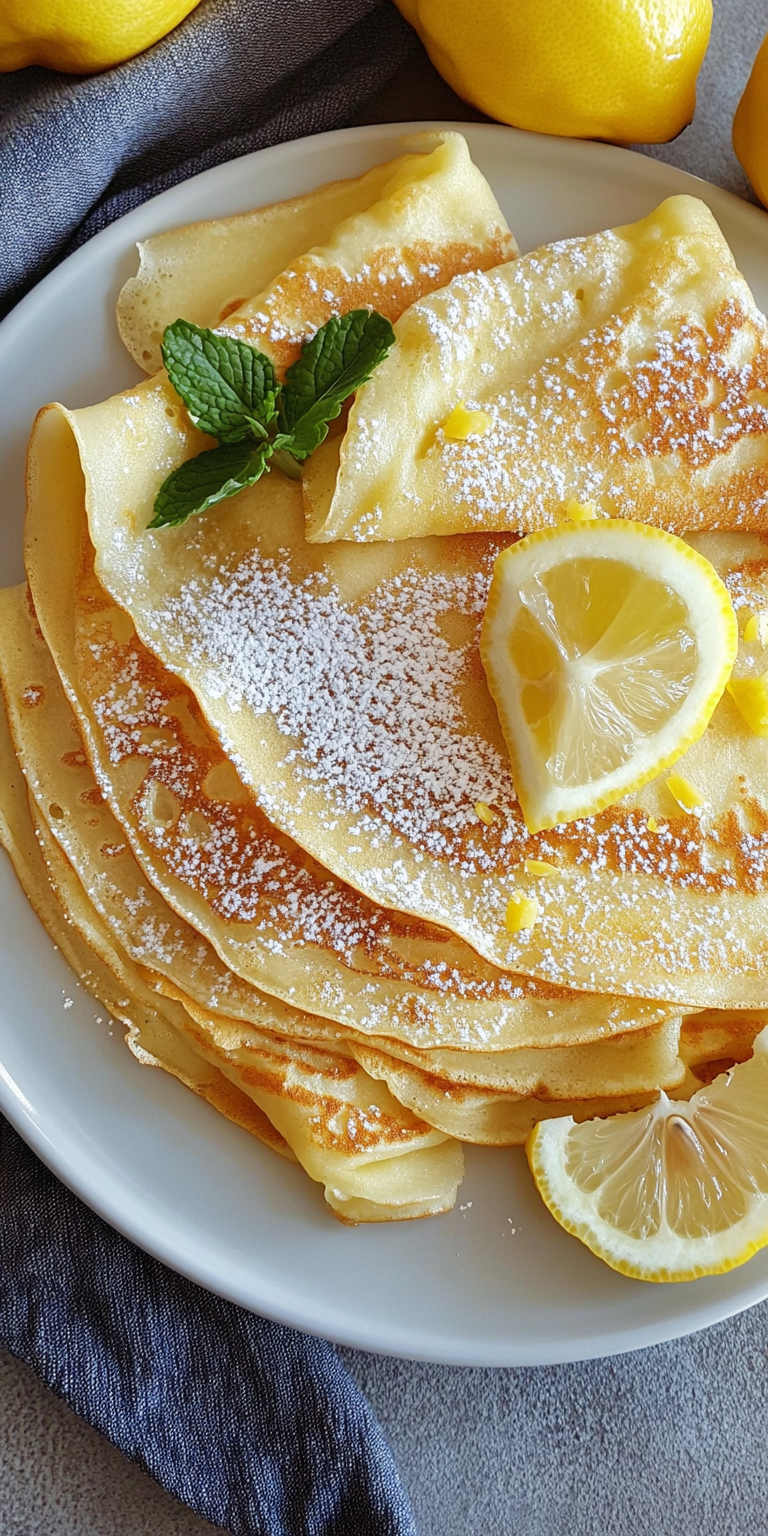 Classic French Crêpes with Lemon Sugar and Whipped Cream