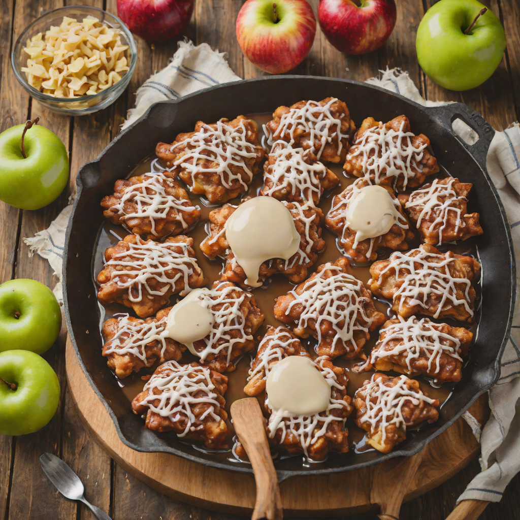 Warm Apple Fritter Skillet with Cinnamon Sugar Glaze