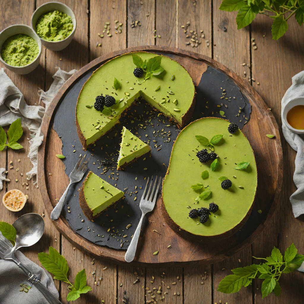 No-Bake Matcha Cheesecake with Black Sesame Crust