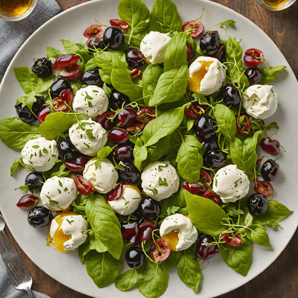 Charred Grape and Burrata Salad with Basil Vinaigrette