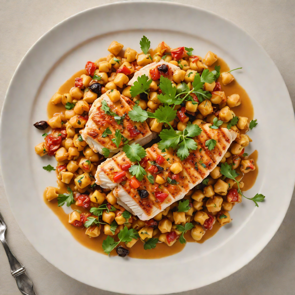 Pan-Seared Chicken with Warm Chickpea and Harissa Ragout