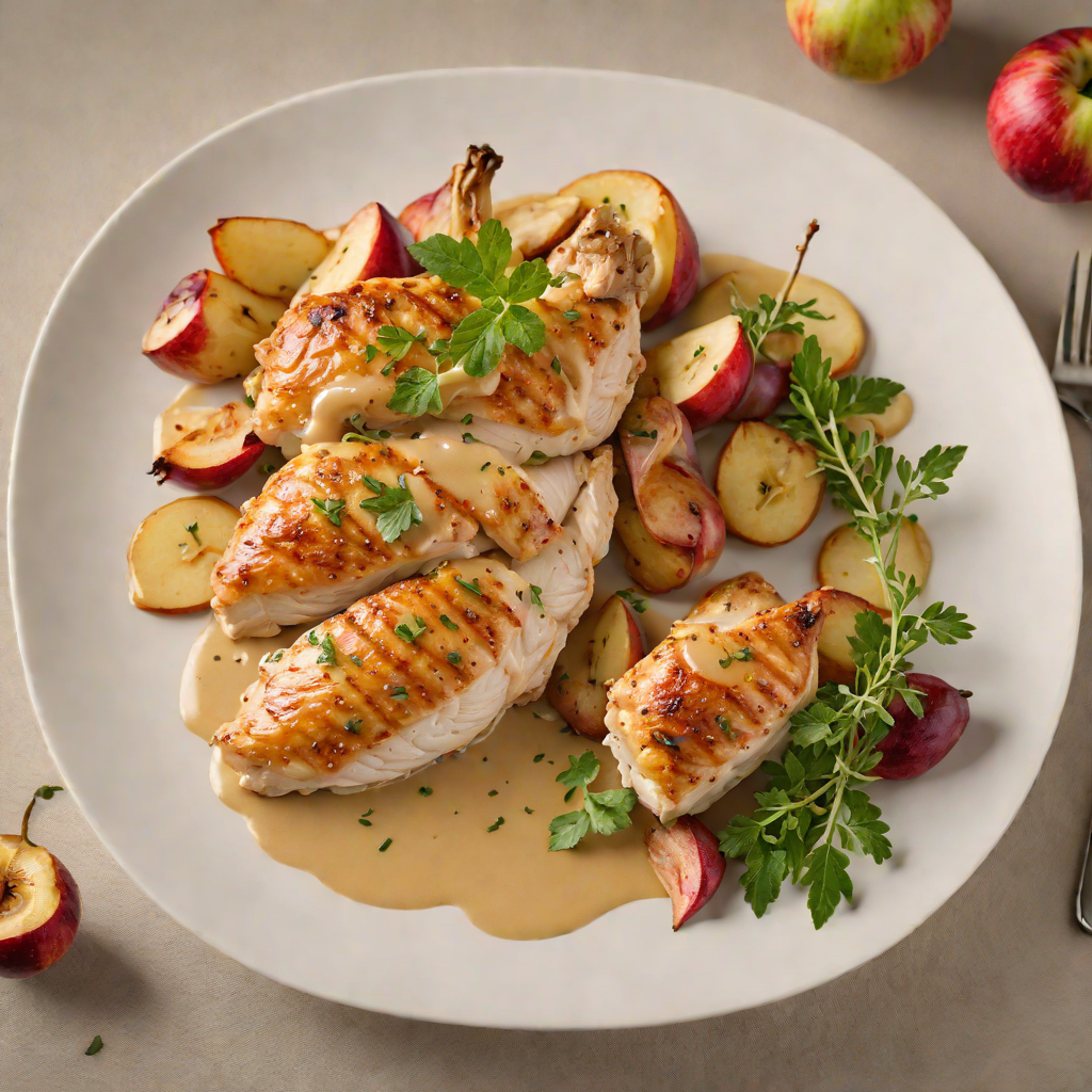 Pan-Seared Chicken with Mustard Cream and Roasted Apples