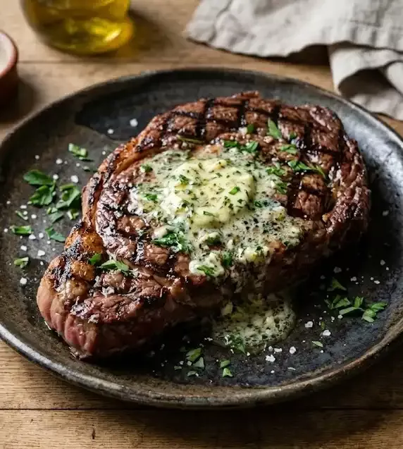 Grilled Italian Steakhouse-Style Ribeye with Garlic Butter