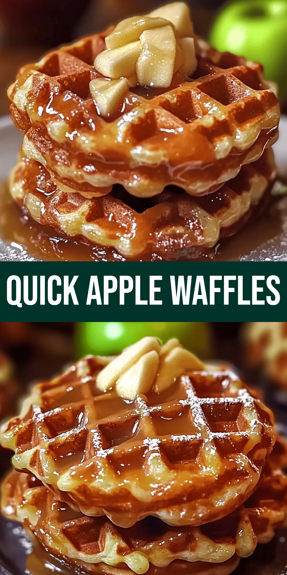 Caramel Apple Fritter Waffles with Cinnamon Sugar