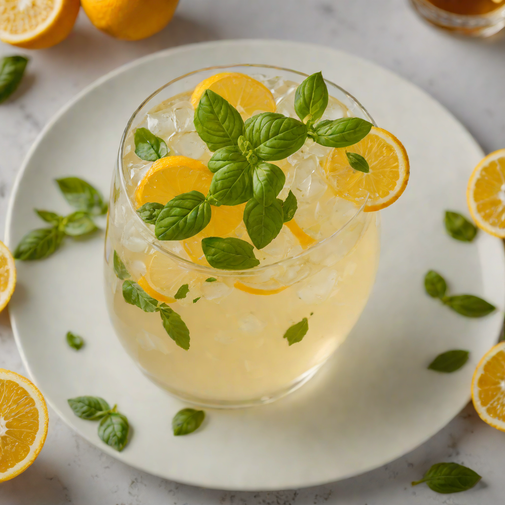 Citrus-Basil Fizz with Honey Syrup
