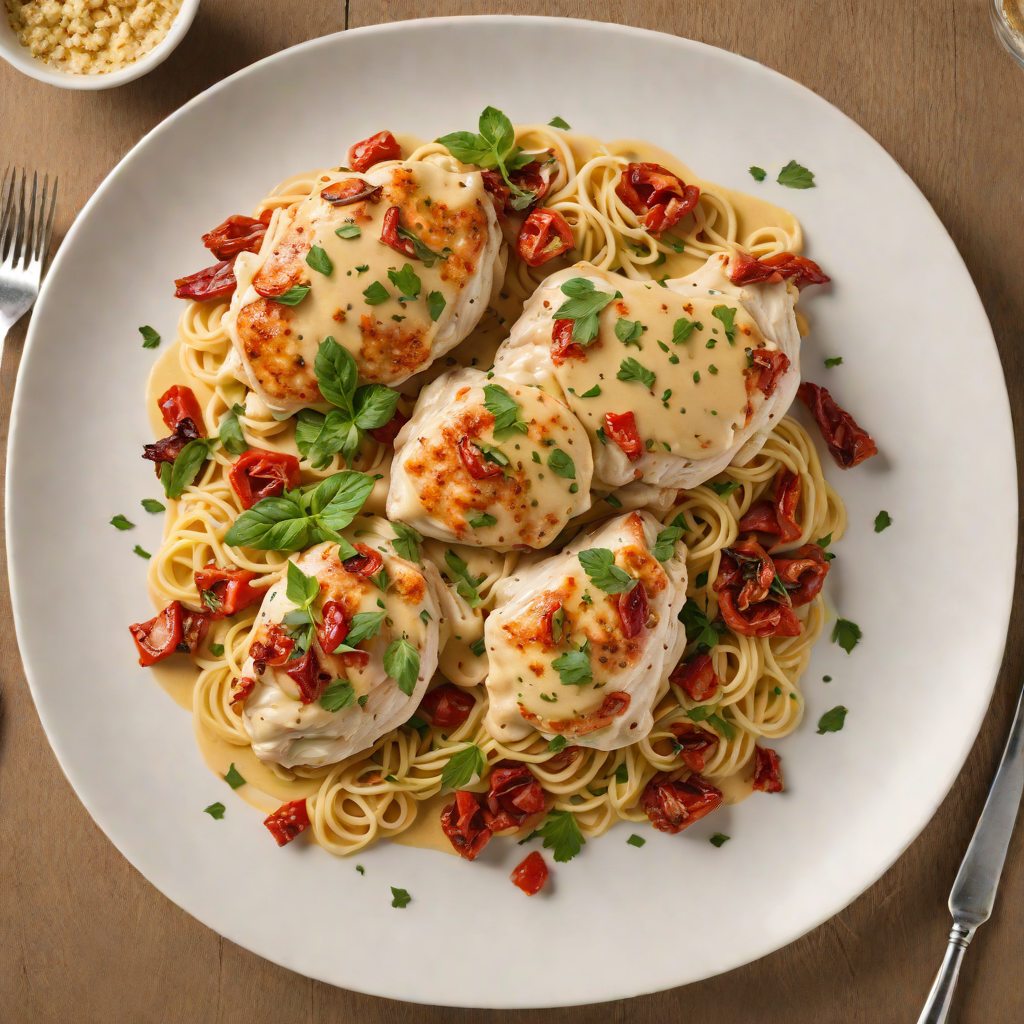 Pan-Seared Chicken with Sun-Dried Tomato and Garlic Cream Sauce