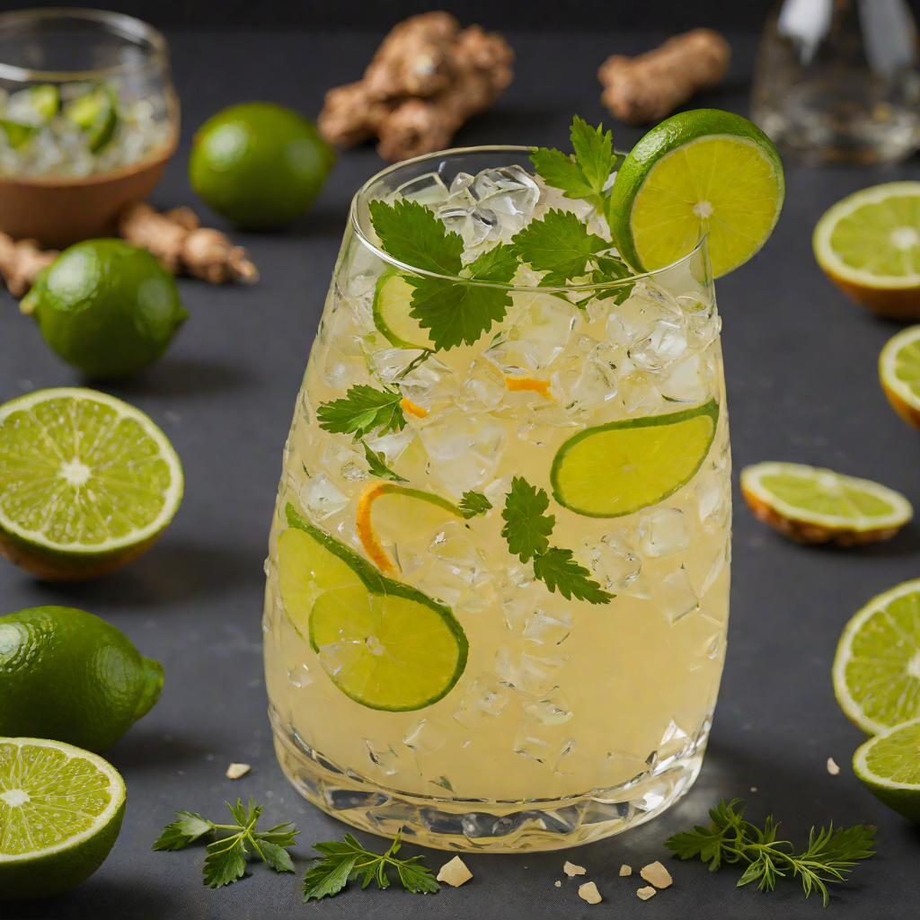 Ginger-Lime Mocktail with Organic Citrus and Herb