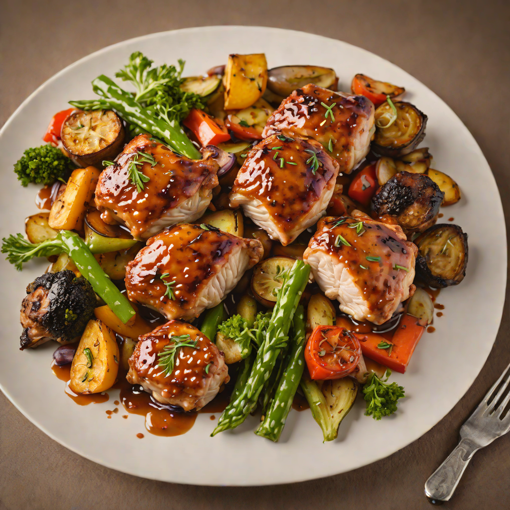 Honey Bourbon Glazed Chicken Thighs with Roasted Vegetables