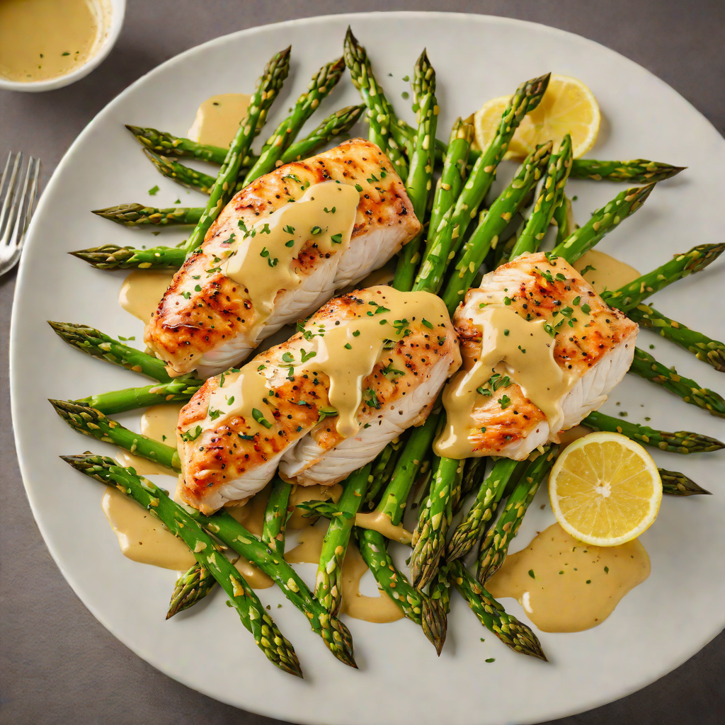 Pan-Seared Chicken with Honey Mustard Glaze and Roasted Asparagus
