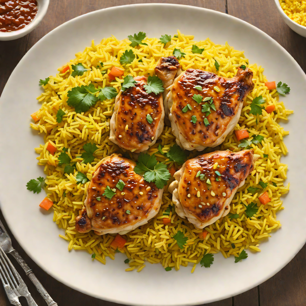 Sautéed Garlic Ginger Chicken with Turmeric Rice