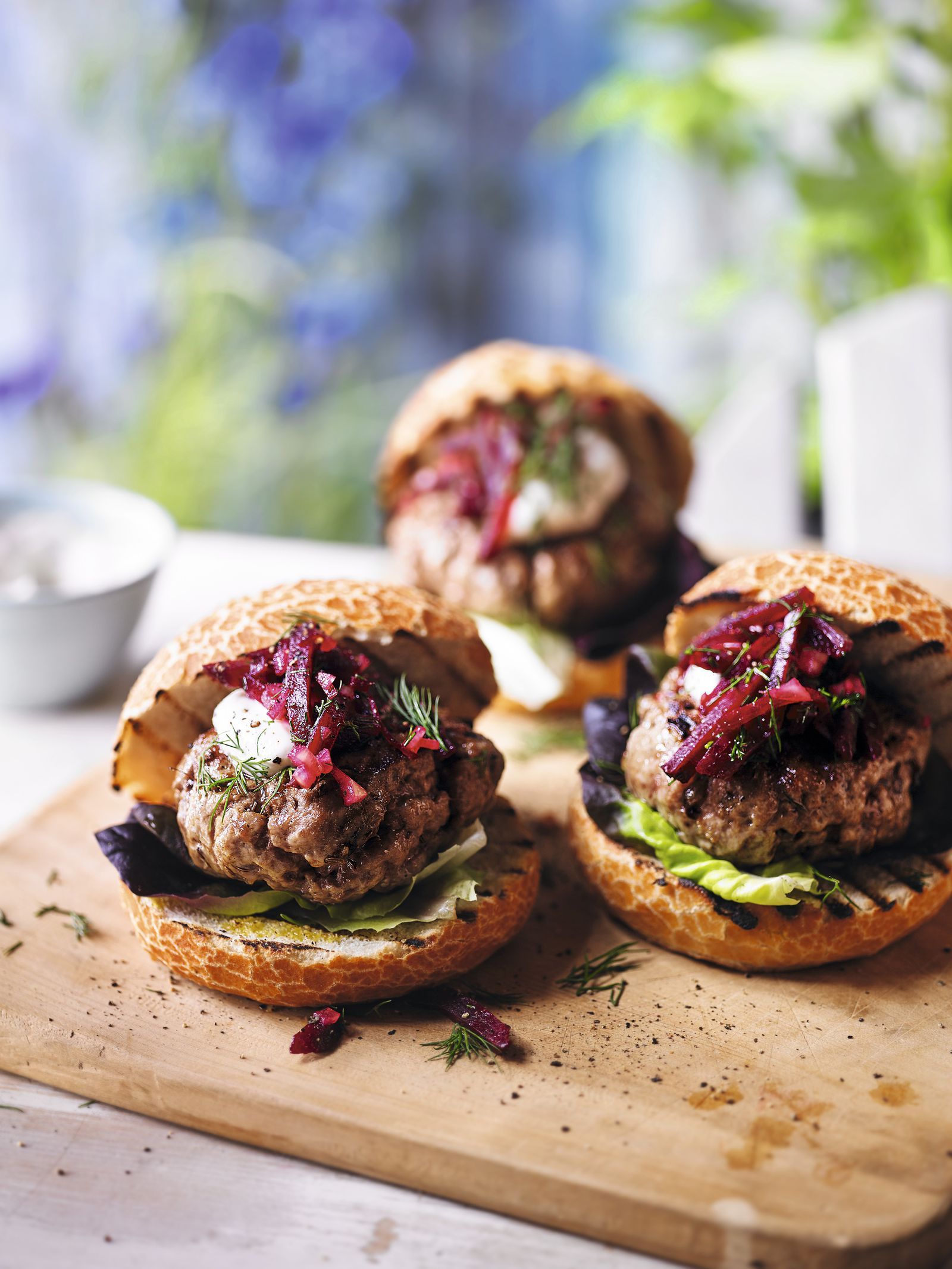 Bush-Spiced Emu Burger with Beetroot Relish and Aioli