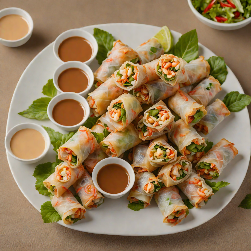 Pan-Fried Vietnamese Shrimp Spring Rolls with Peanut Dipping Sauce