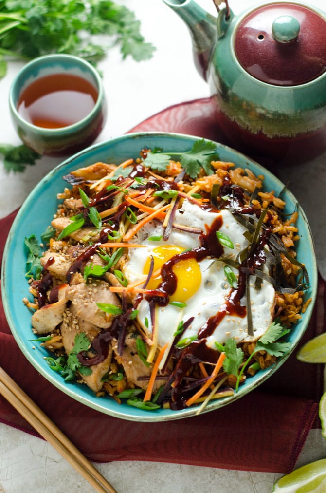 Korean Chicken Fried Rice with Kimchi