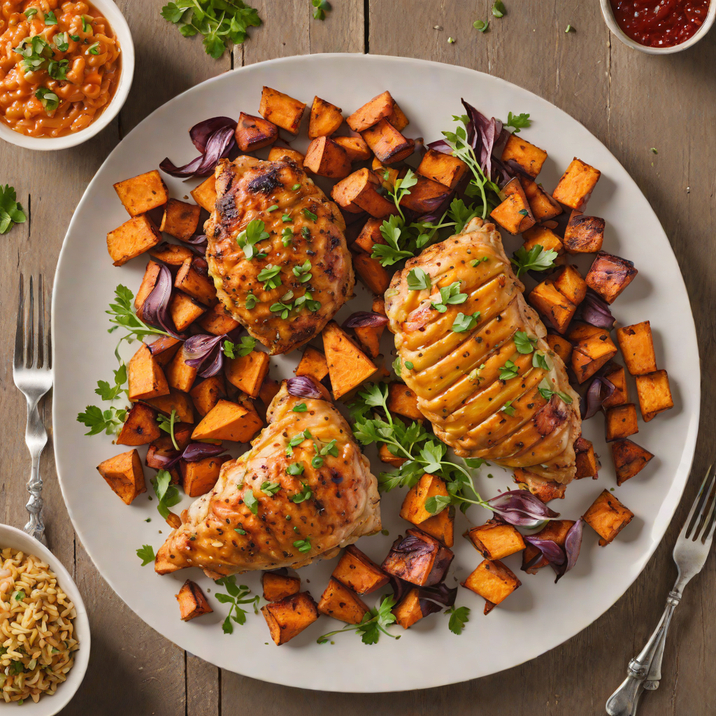 Baked Cajun-Spiced Chicken with Roasted Sweet Potatoes