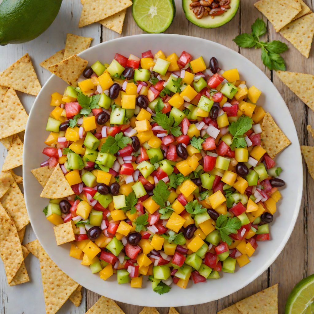 No-Cook Tropical Fruit Salsa with Cinnamon Pita Chips