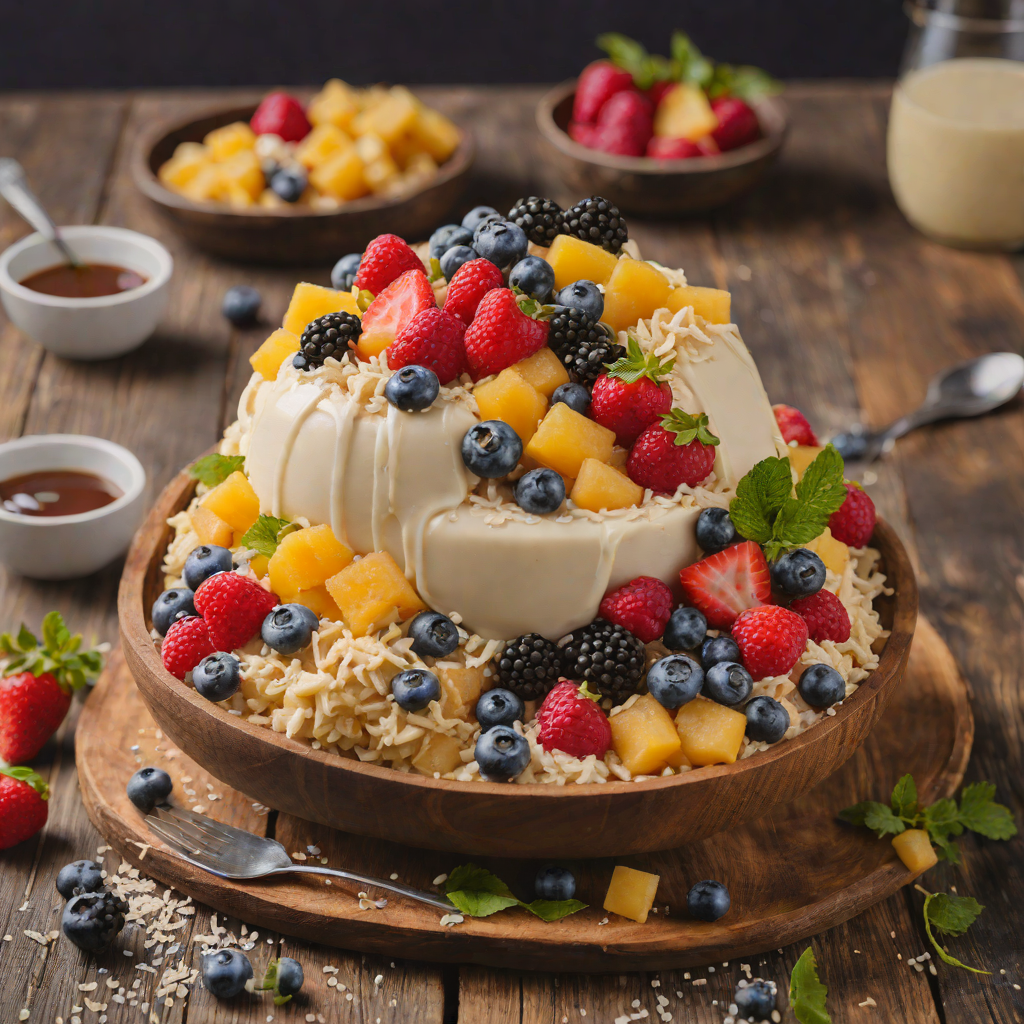Frozen Bingsu with Sweetened Condensed Milk and Fresh Fruits
