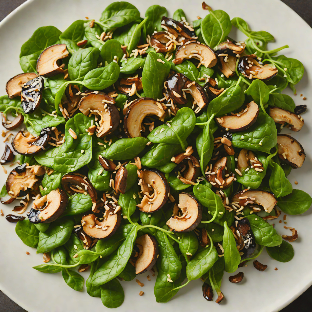 Sautéed Shiitake and Spinach Salad with Sesame Dressing