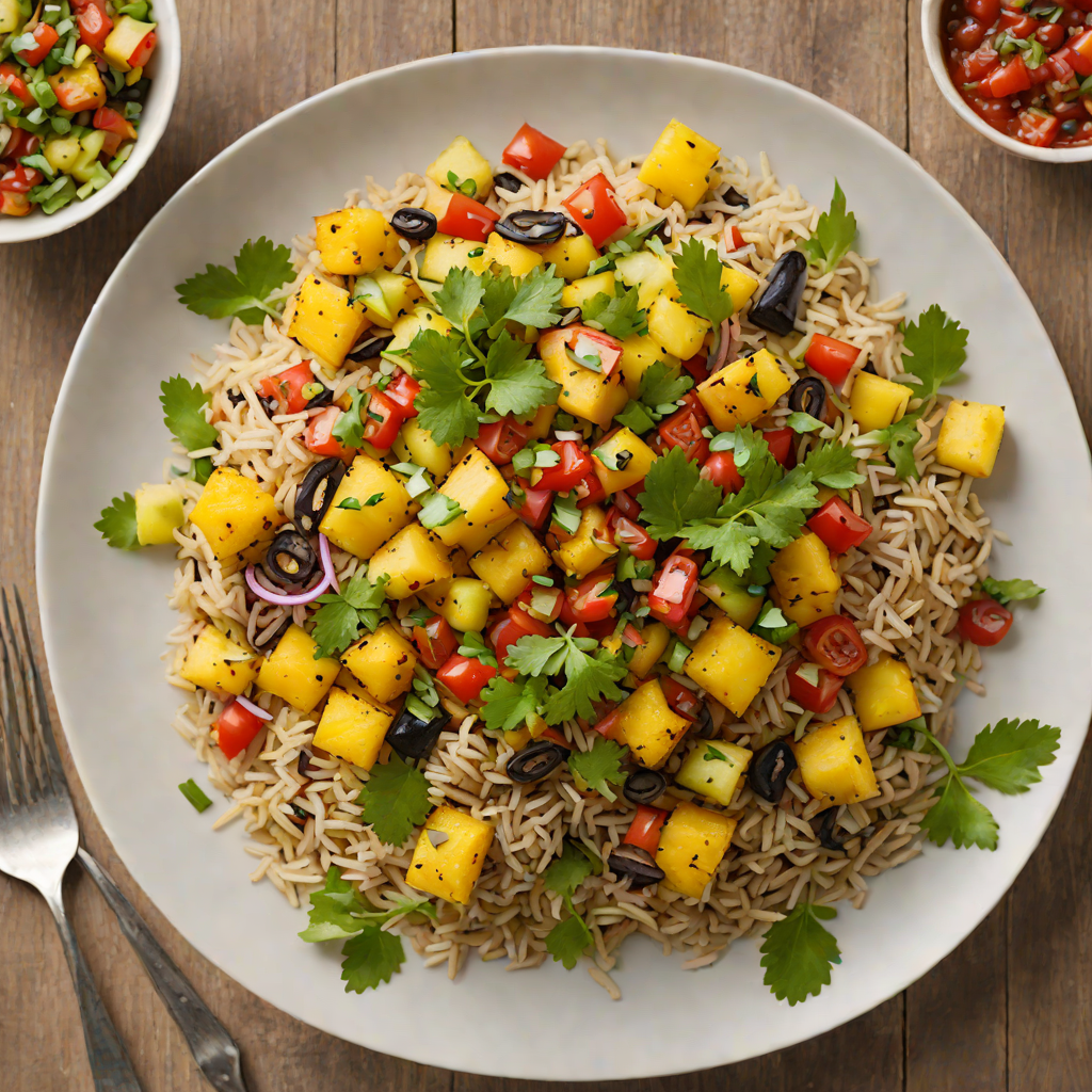 Tiki-Style Charred Vegetable Rice Bowl with Spicy Pineapple Salsa