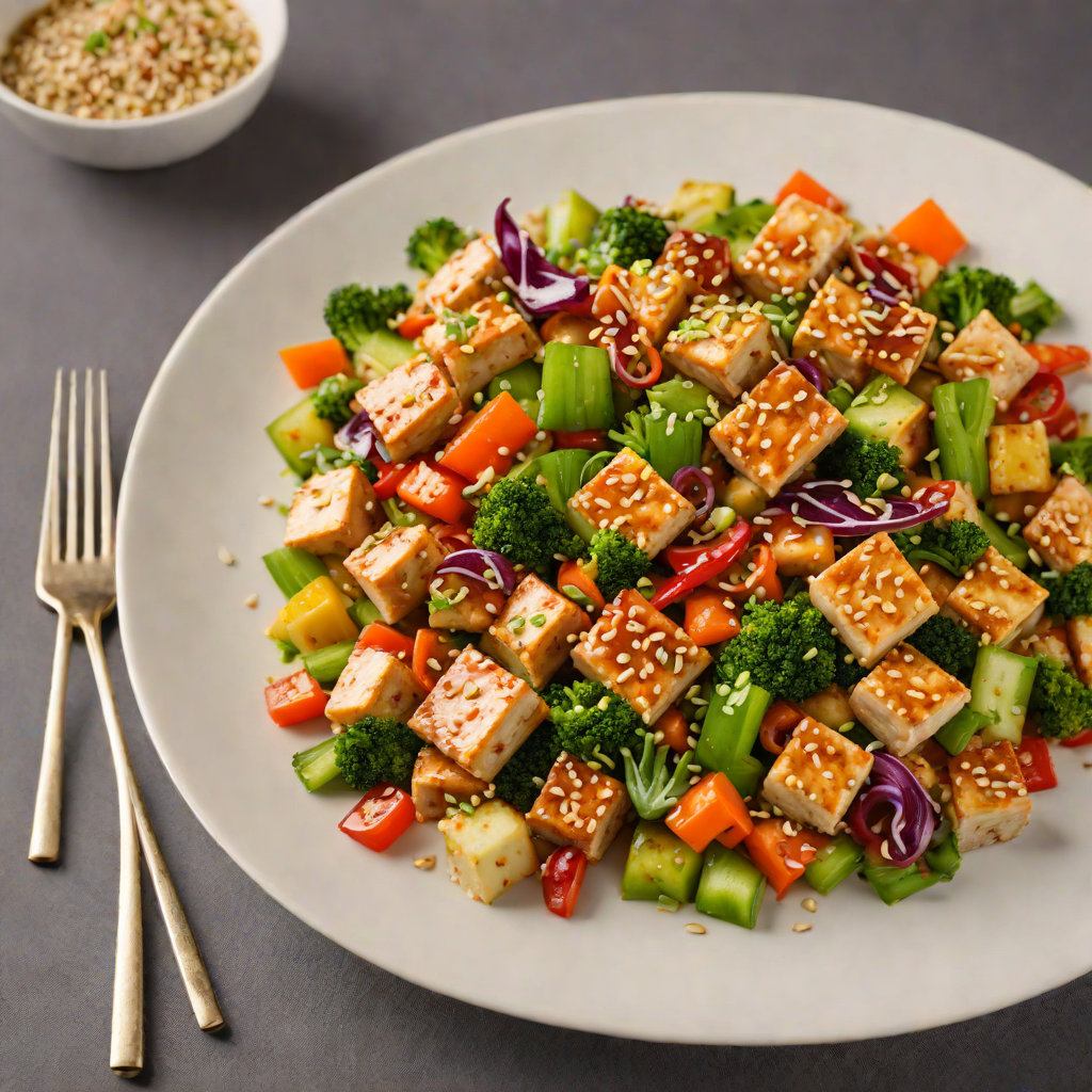 Stir-Fried Tofu and Vegetables with Garlic-Sesame Pan Sauce
