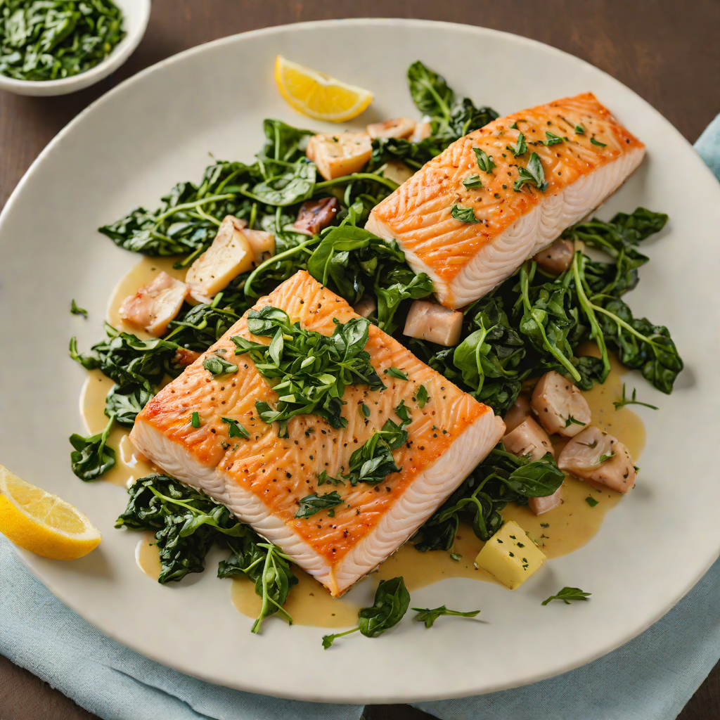 Pan-Roasted Herb Butter Salmon with Wilted Spinach
