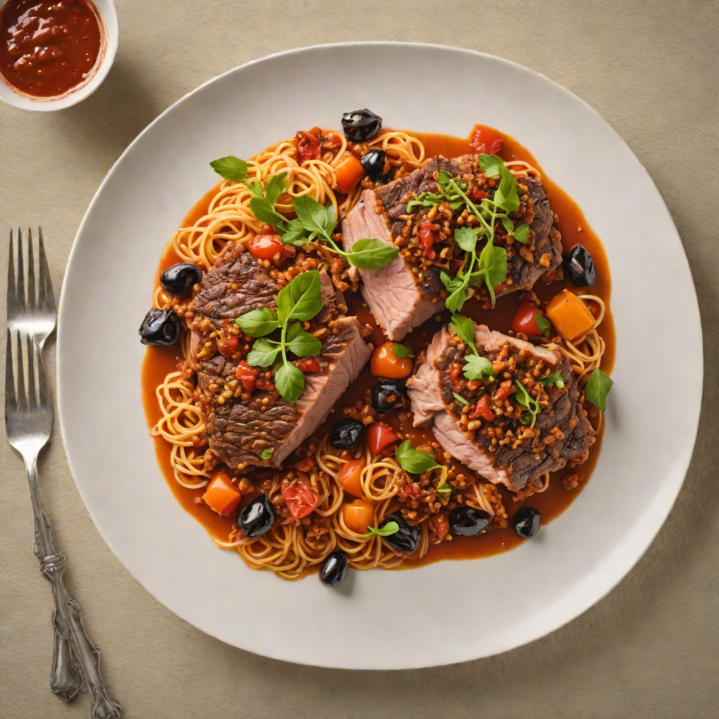 Slow-Braised Pork Shoulder with Spiced Tomato and Olive Ragù