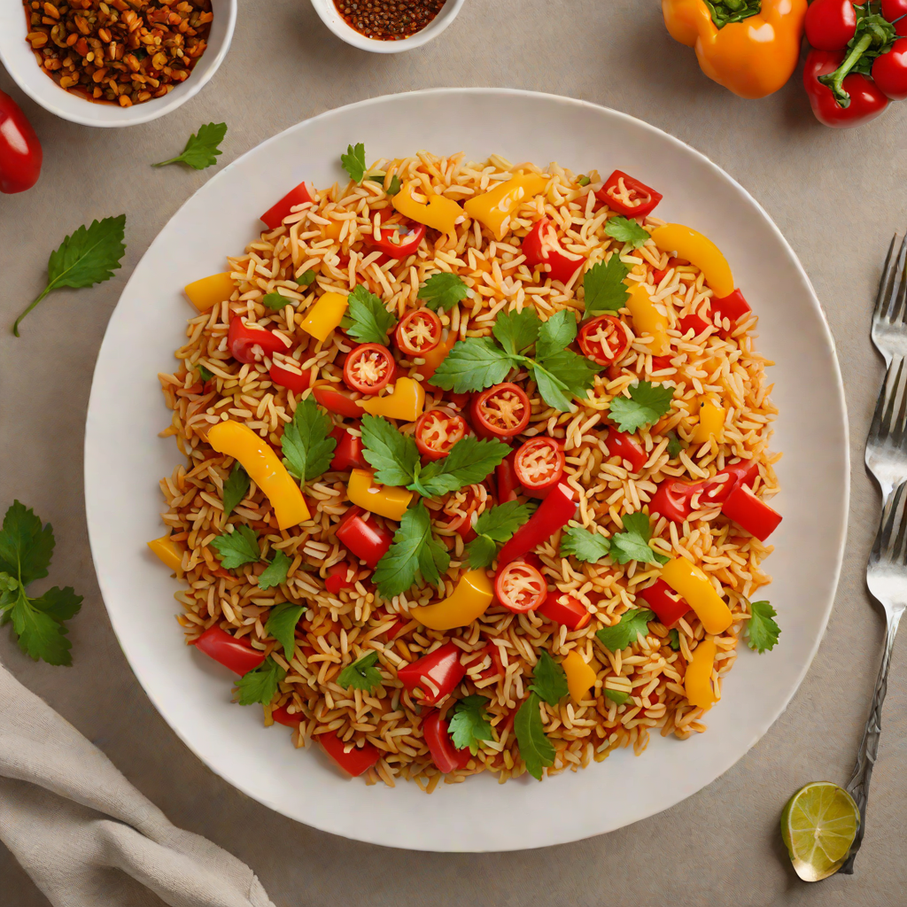 Spiced Nigerian Jollof-Style One-Pot Rice with Tomato and Bell Peppers