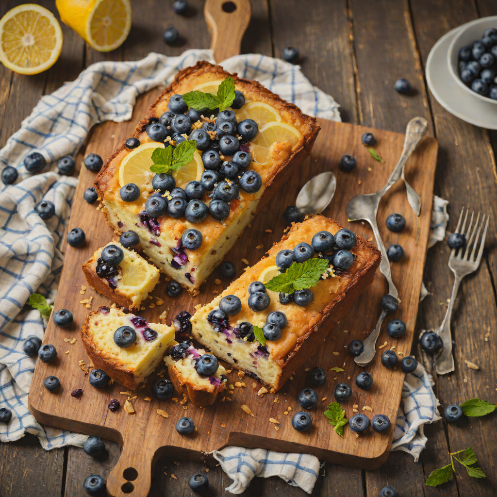 Oven-Baked Lemon Blueberry Pudding Cake