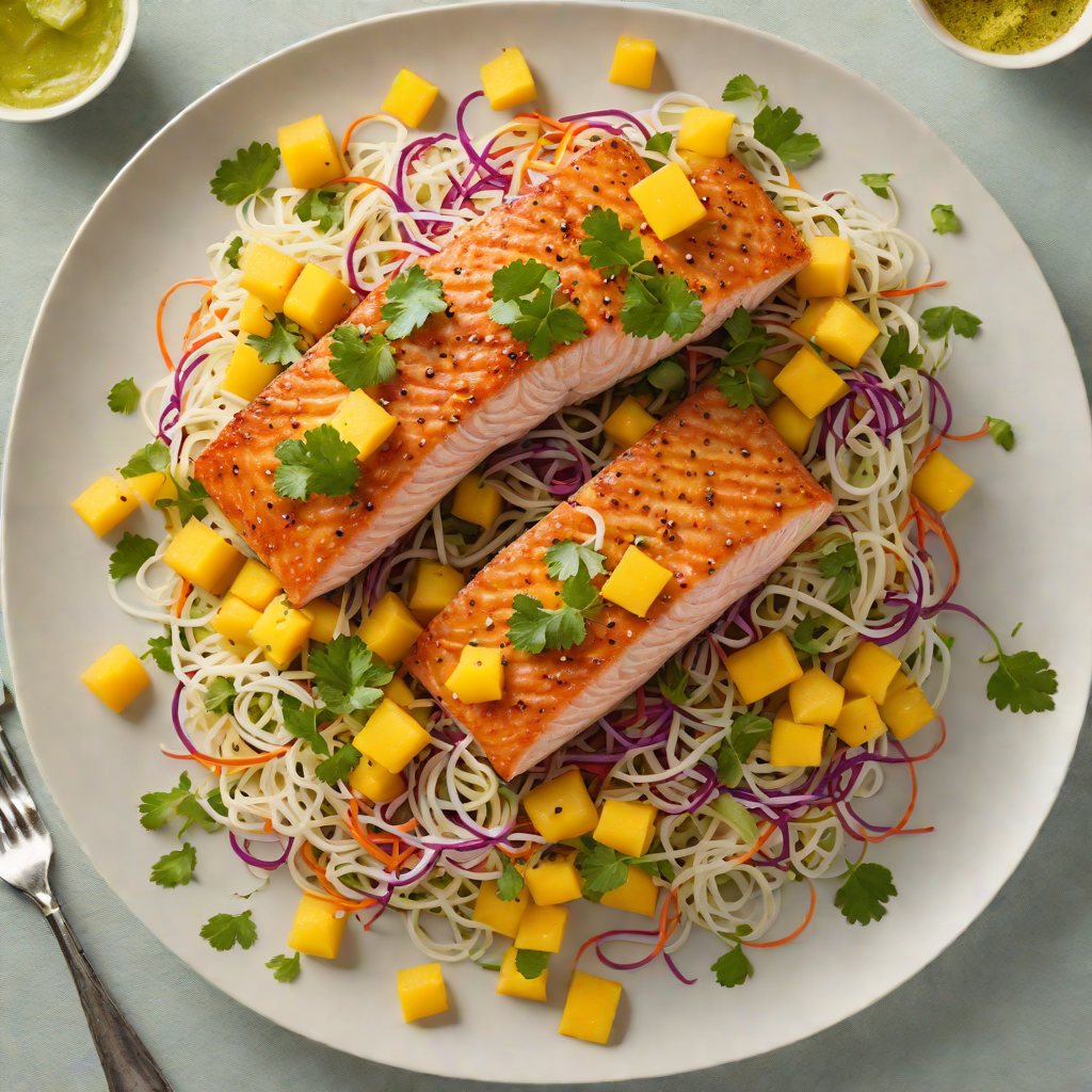 Pan-Seared Salmon with Mango Jicama Slaw