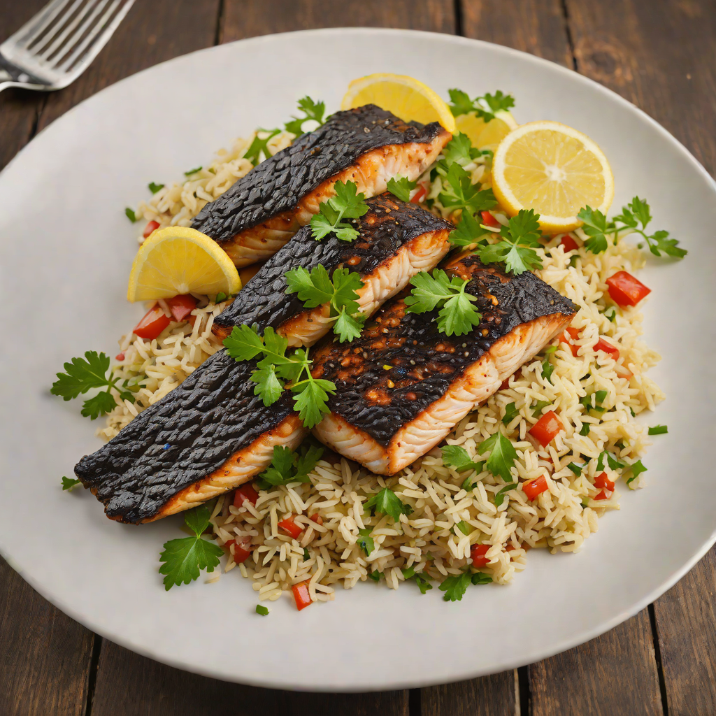 Historic Downtown Kansas City Blackened Catfish with Herb Rice